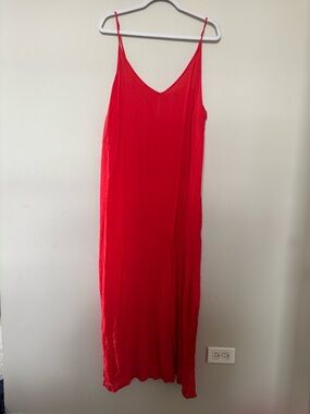 Anthropologie Vibrant Red Slip Maxi Dress